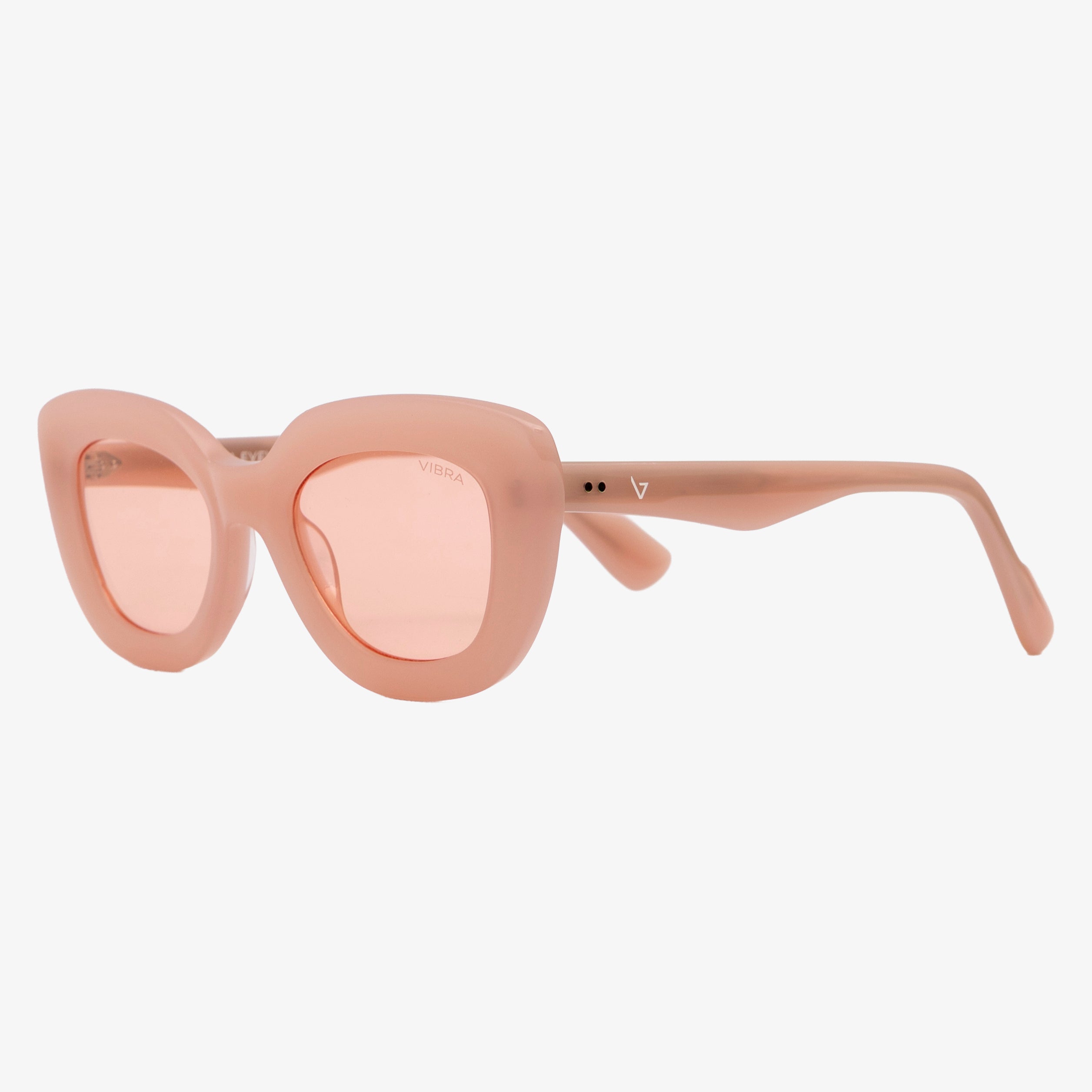 Occhiali da sole BLONDISH, montatura rosa latte, lenti rosa, vista a tre quarti