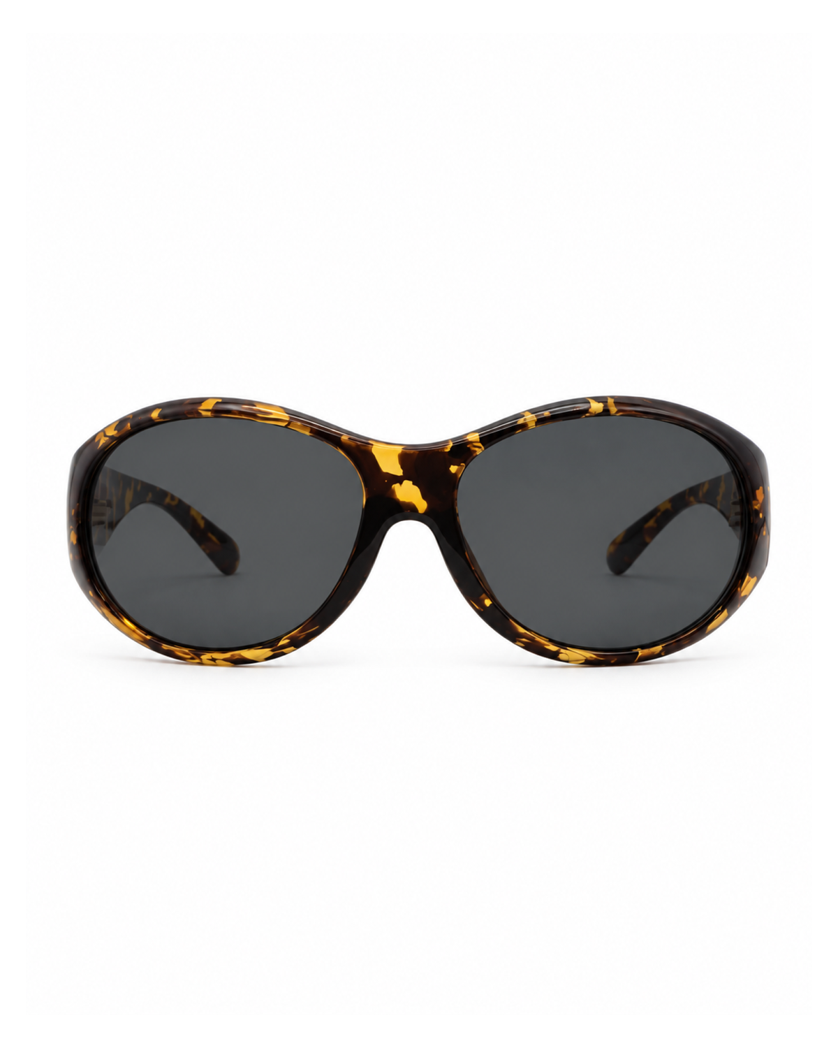 Occhiali da sole CORDOBA — Tartarugato marrone con lenti grigie fumé, vista frontale.