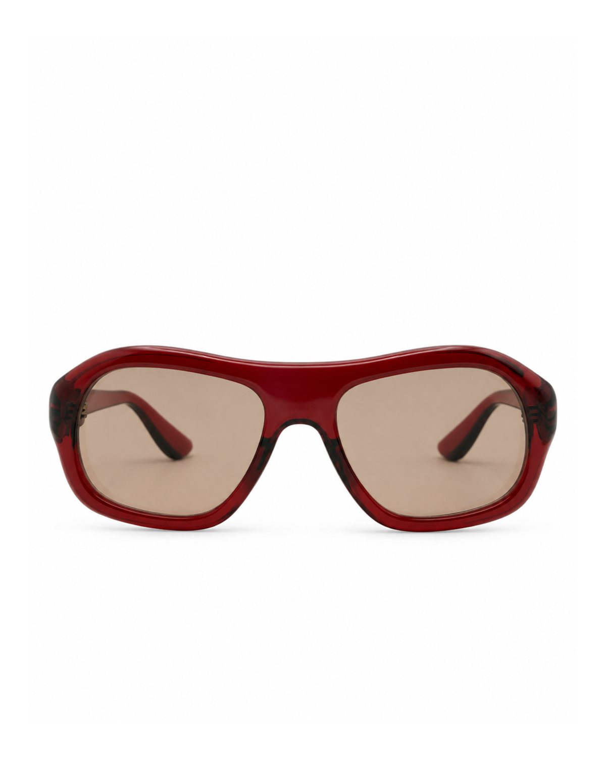 Occhiali da sole COVENTRY — Rosso con lenti marroni scure, vista frontale.