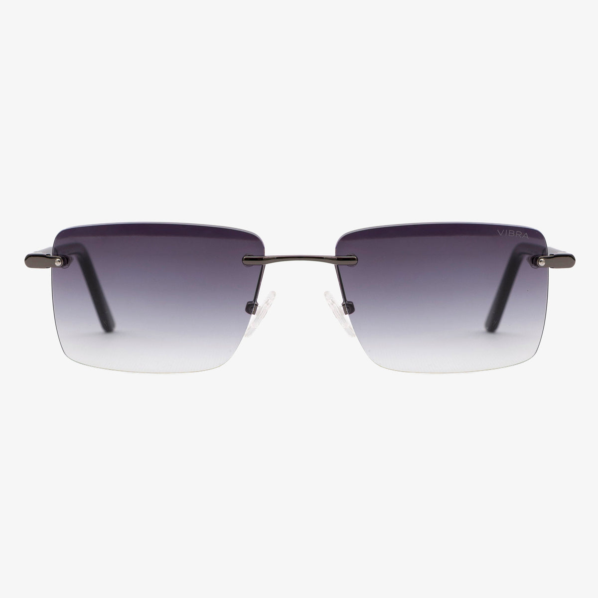 Occhiali da sole MOREZ, montatura gun metal con terminali neri, lenti grigie sfumate, vista frontale