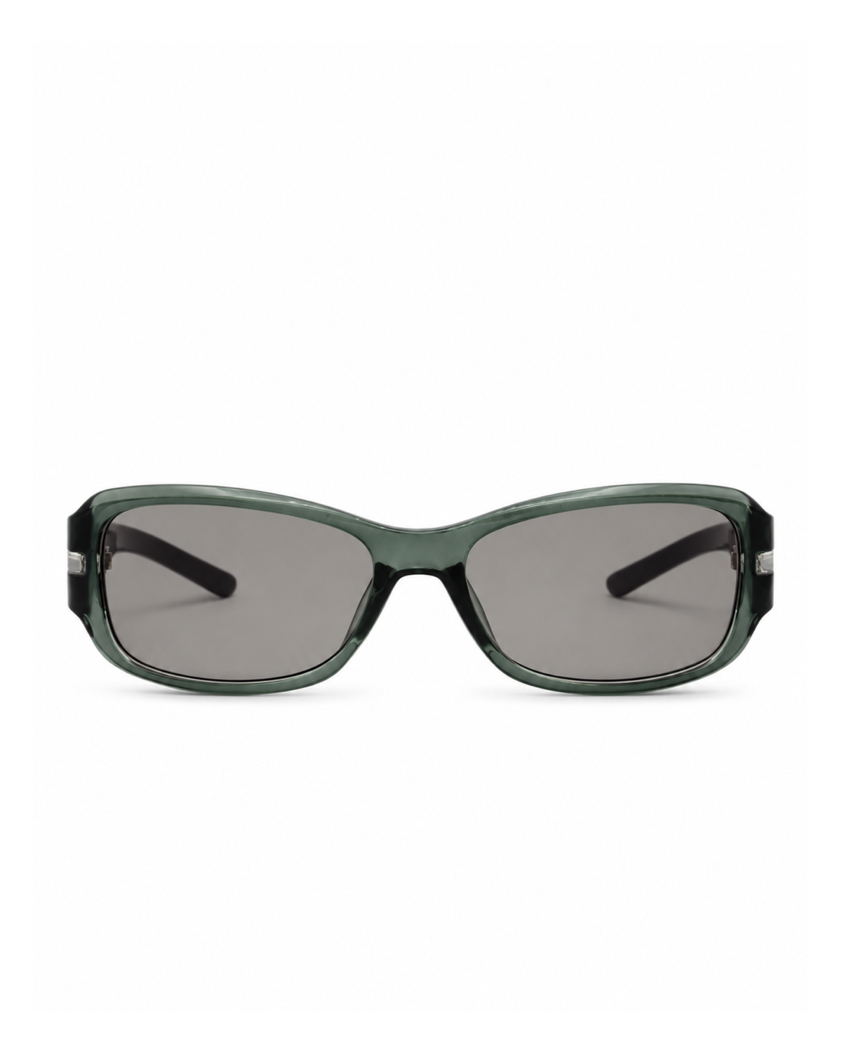 Occhiali da sole PRESTON — Verde fumé trasparente con lenti grigie chiare, vista frontale.