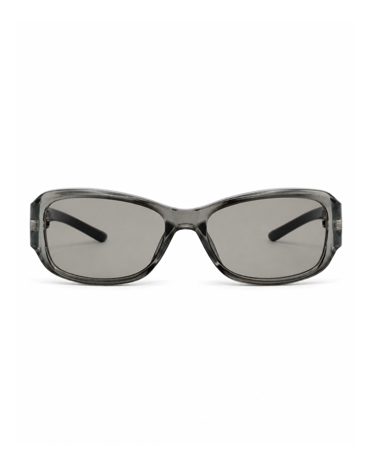 Occhiali da sole PRESTON — Grigio fumé trasparente con lenti scure, vista frontale.