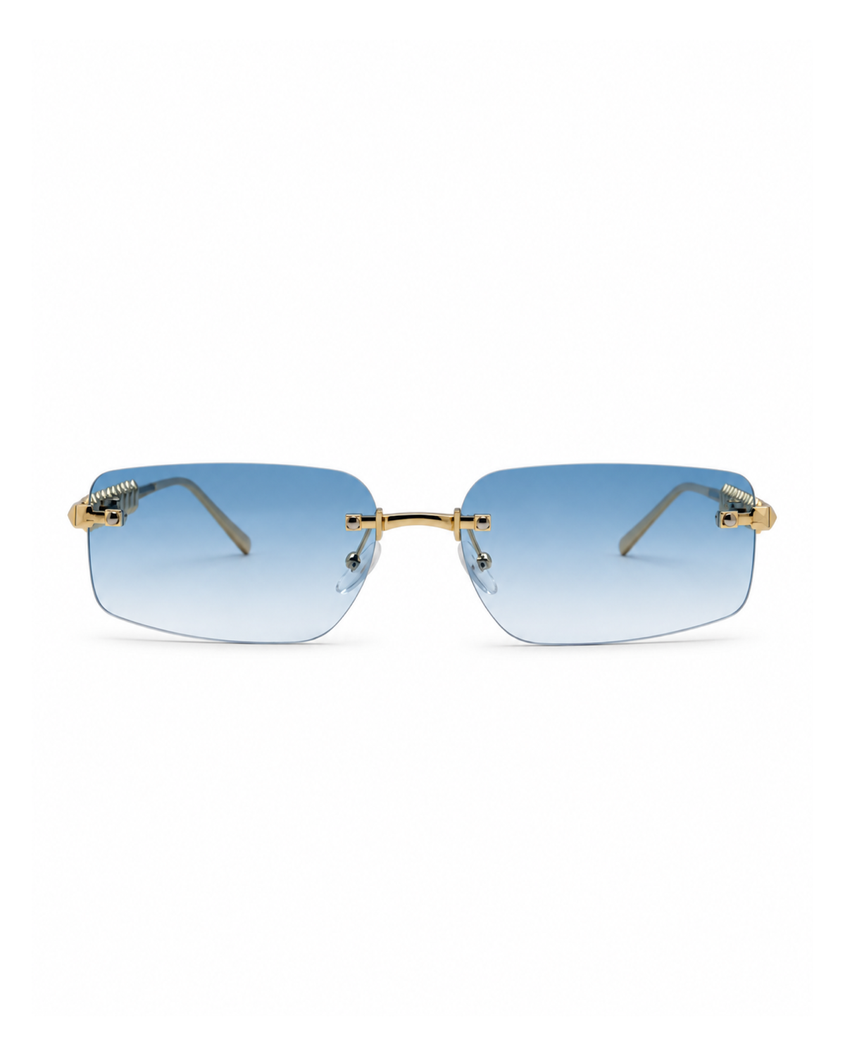 Occhiali da sole RECIFE — Oro con lenti azzurre, vista frontale.
