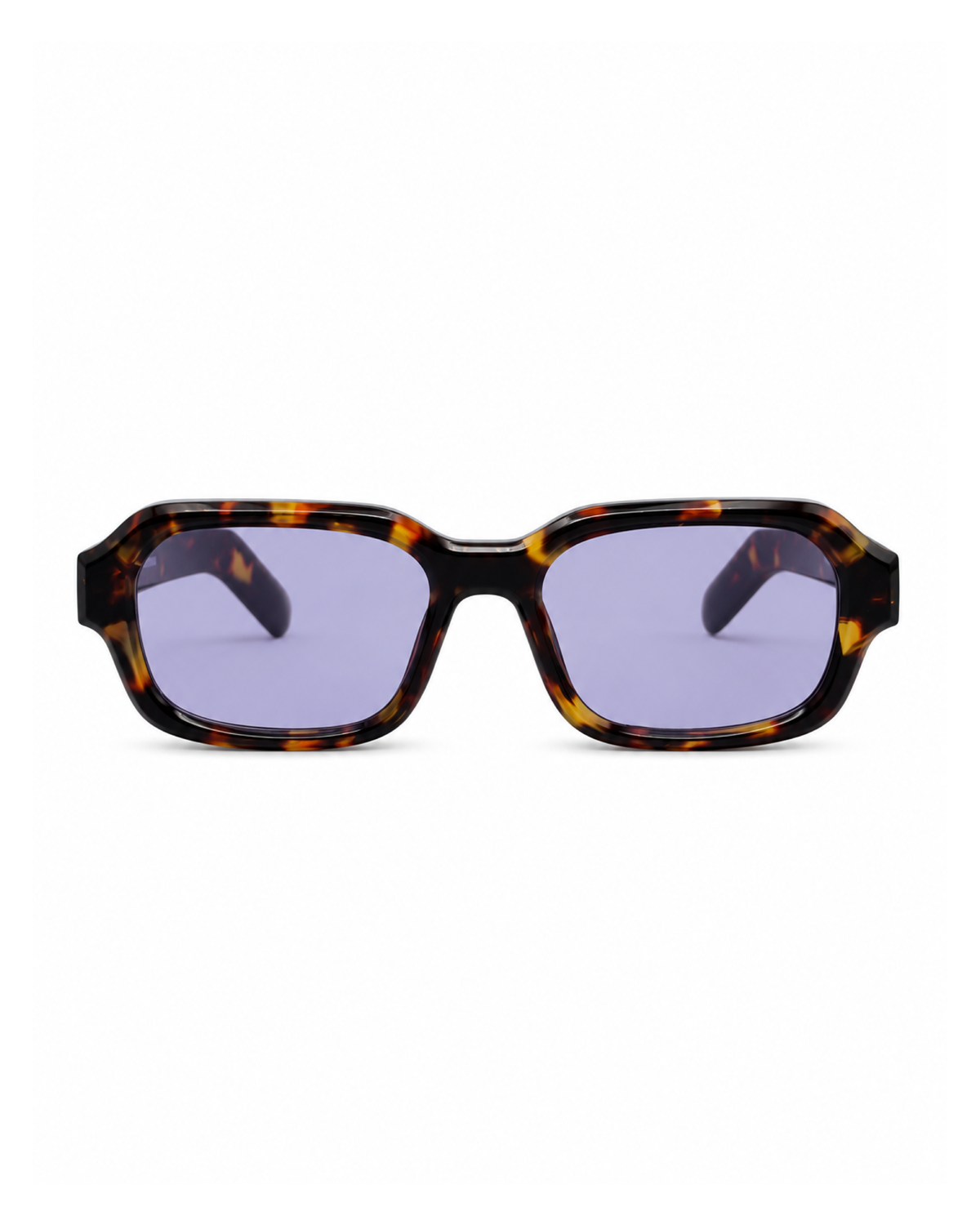 Occhiali da sole SEGOVIA — Tartarugato con lenti viola, vista frontale.