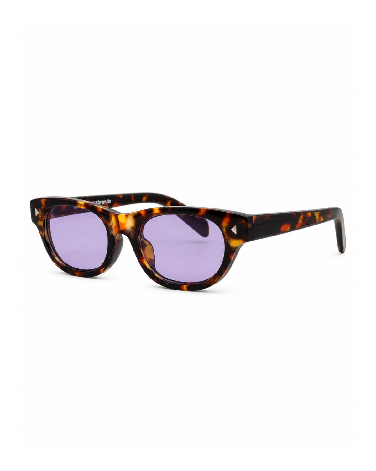 Occhiali da sole WORCESTER — Tartarugato con lenti viola, vista a tre quarti.
