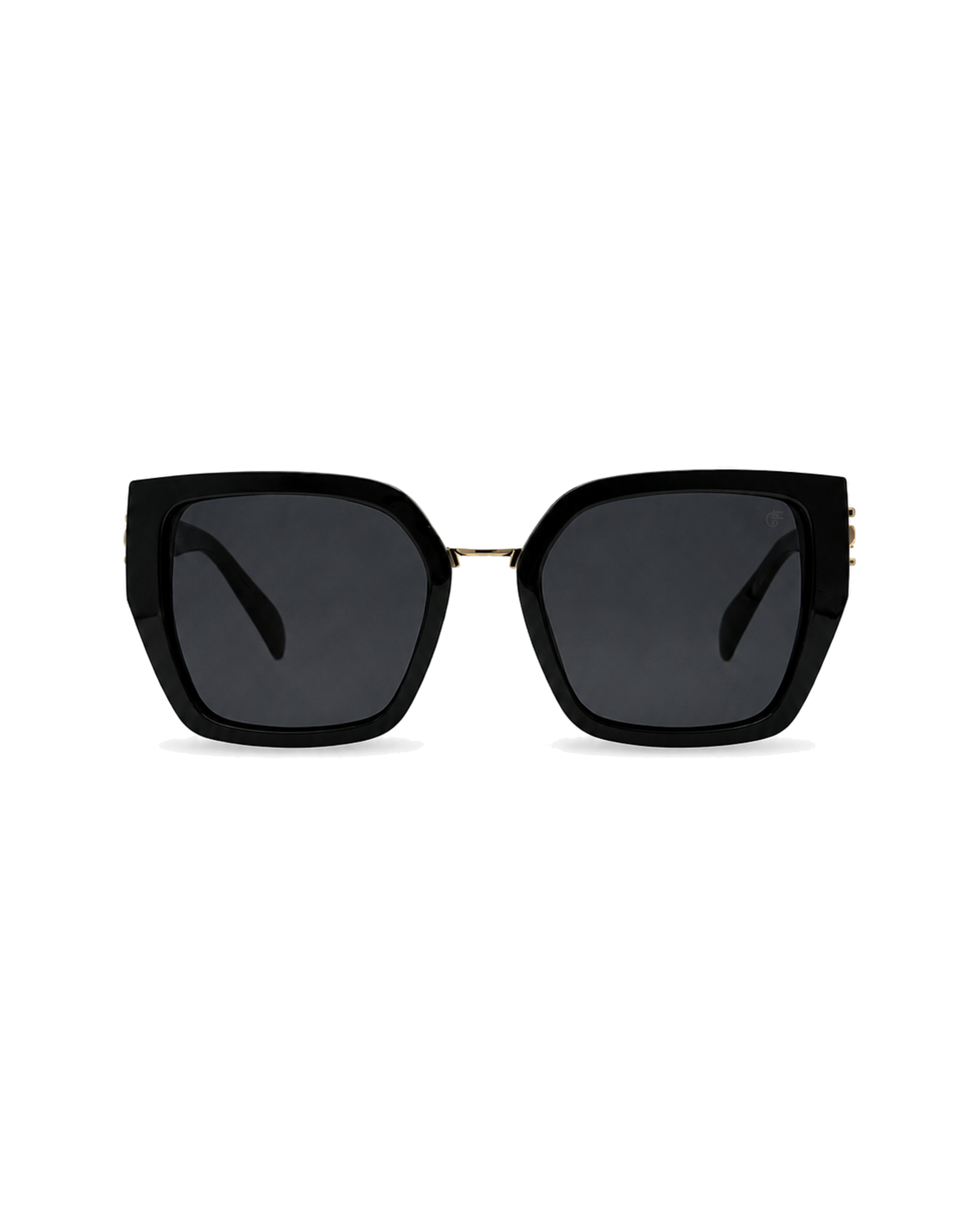 Occhiali da sole BATH, nero argento con lenti grigie, vista frontale.