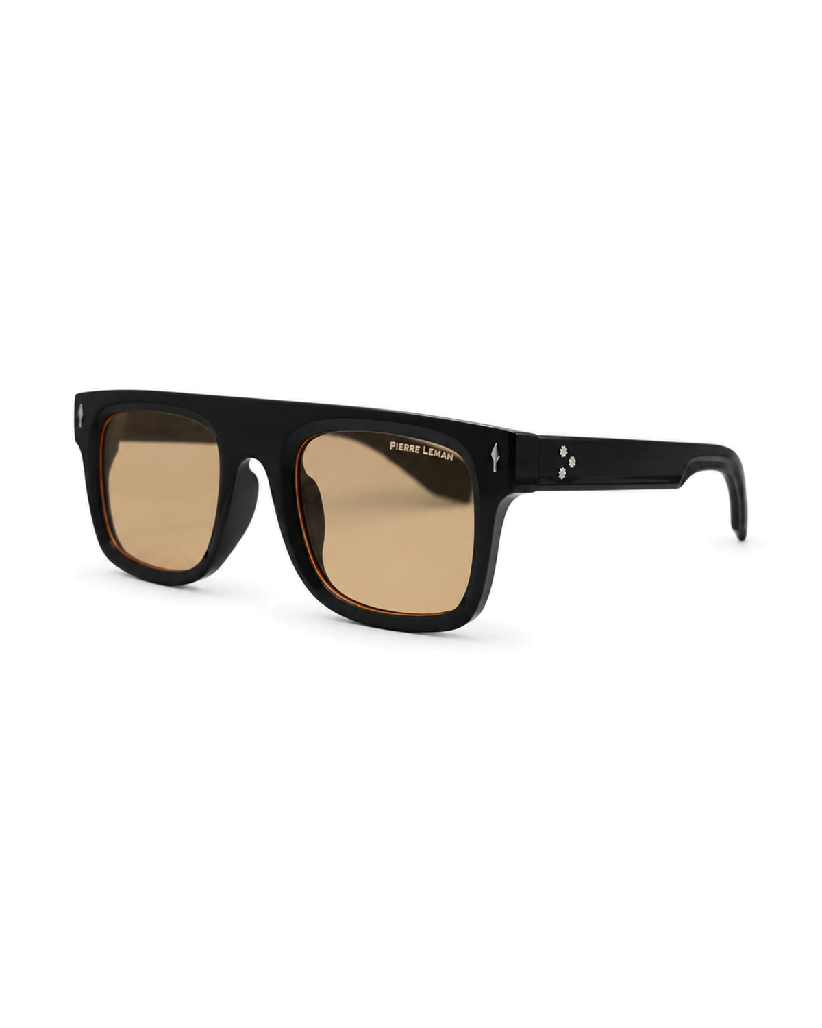 Occhiali da sole SAIGON PL, nero con lenti beige, vista laterale.