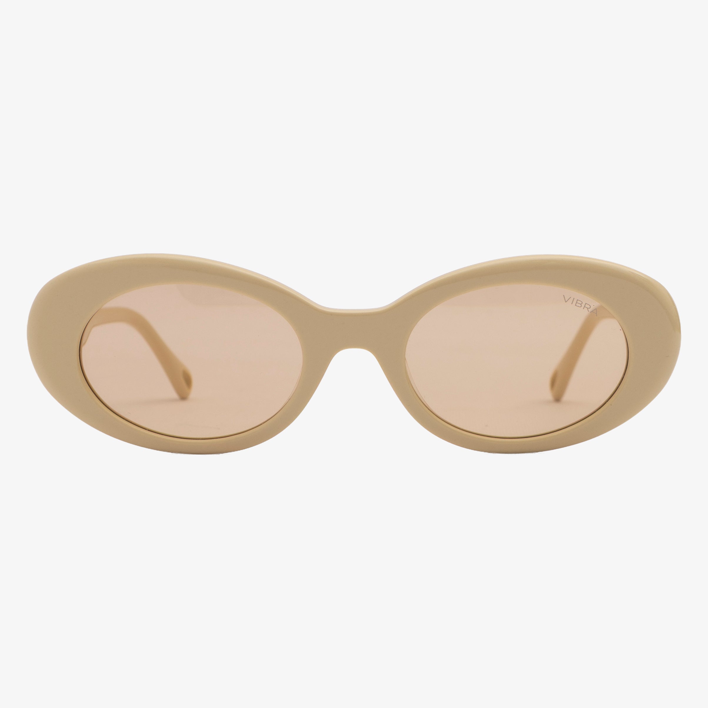 Occhiali da sole KIKI, montatura beige, lenti champagne, vista frontale