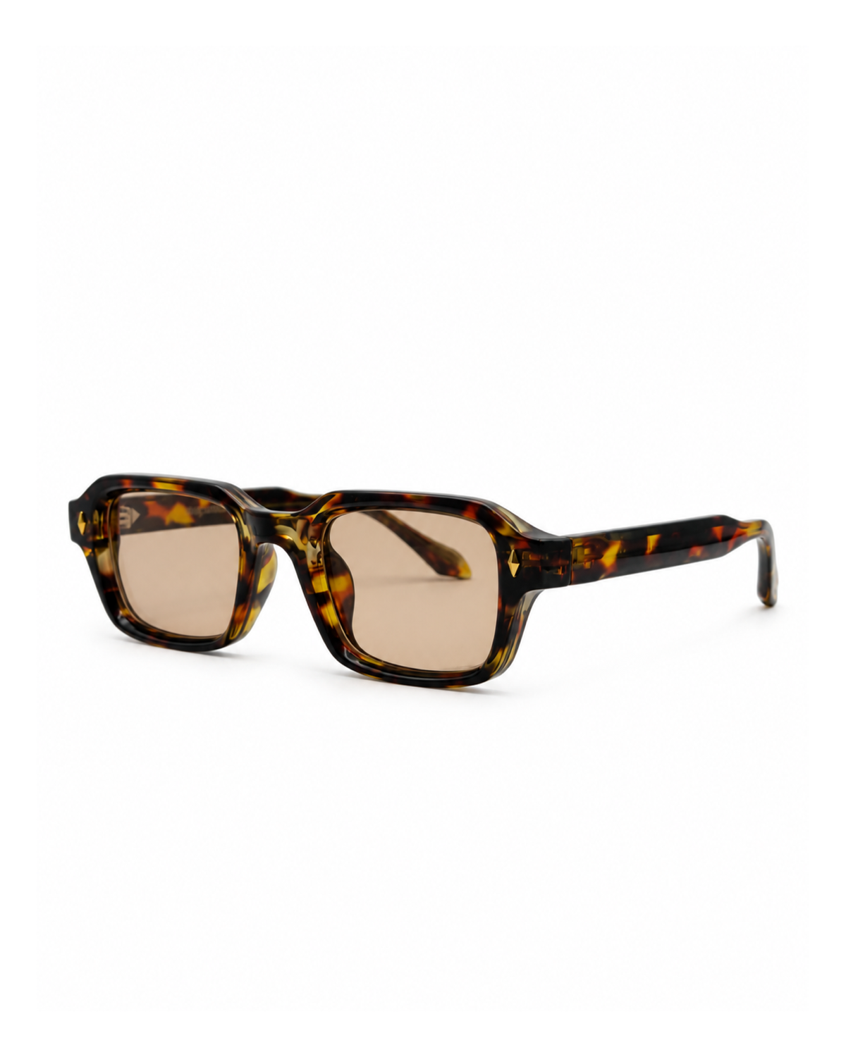 Occhiali da sole LICHFIELD — Leopardato con lenti marroni chiare, vista a tre quarti.