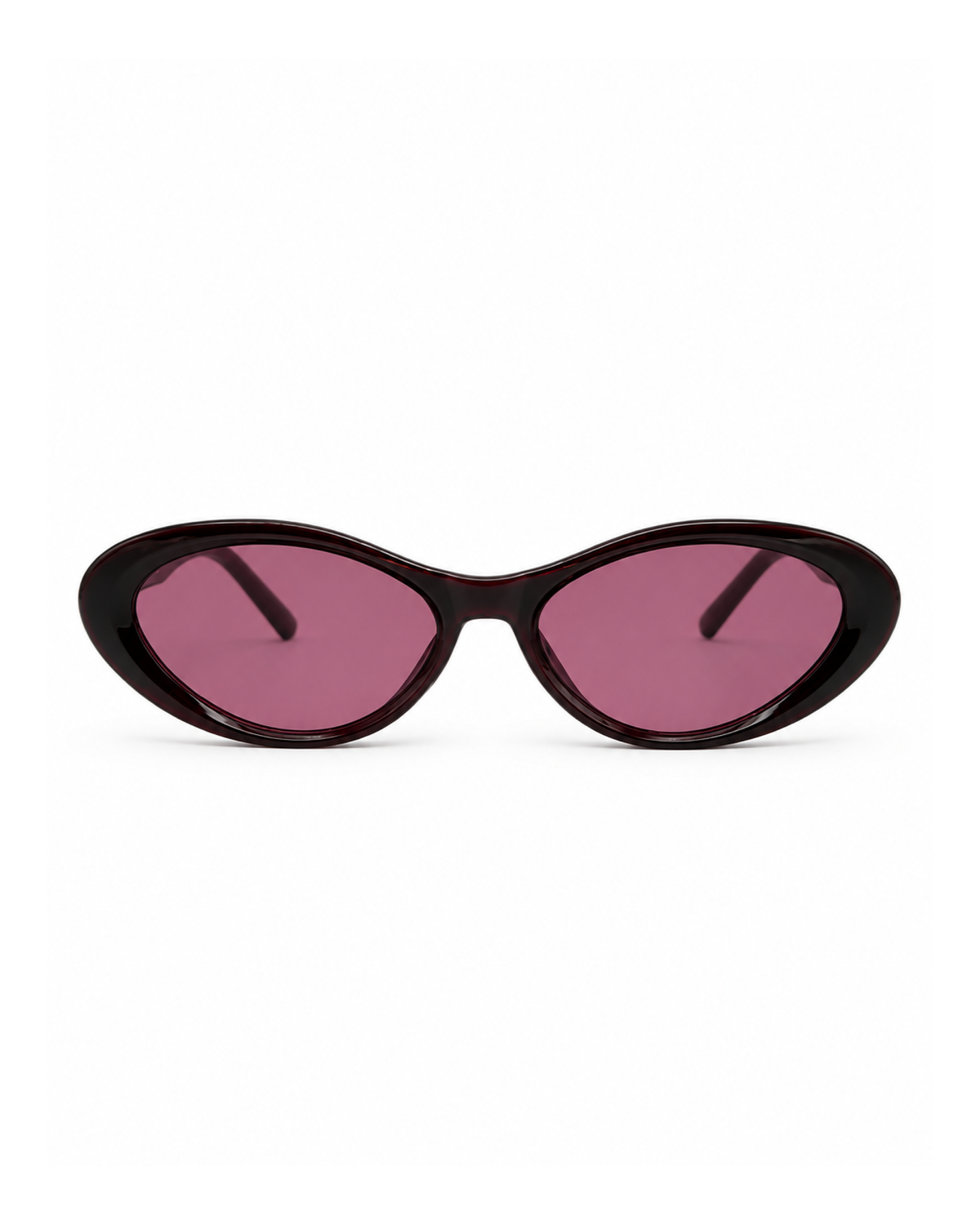 Occhiali da sole MALAGA — Rosso con lenti magenta, vista frontale.