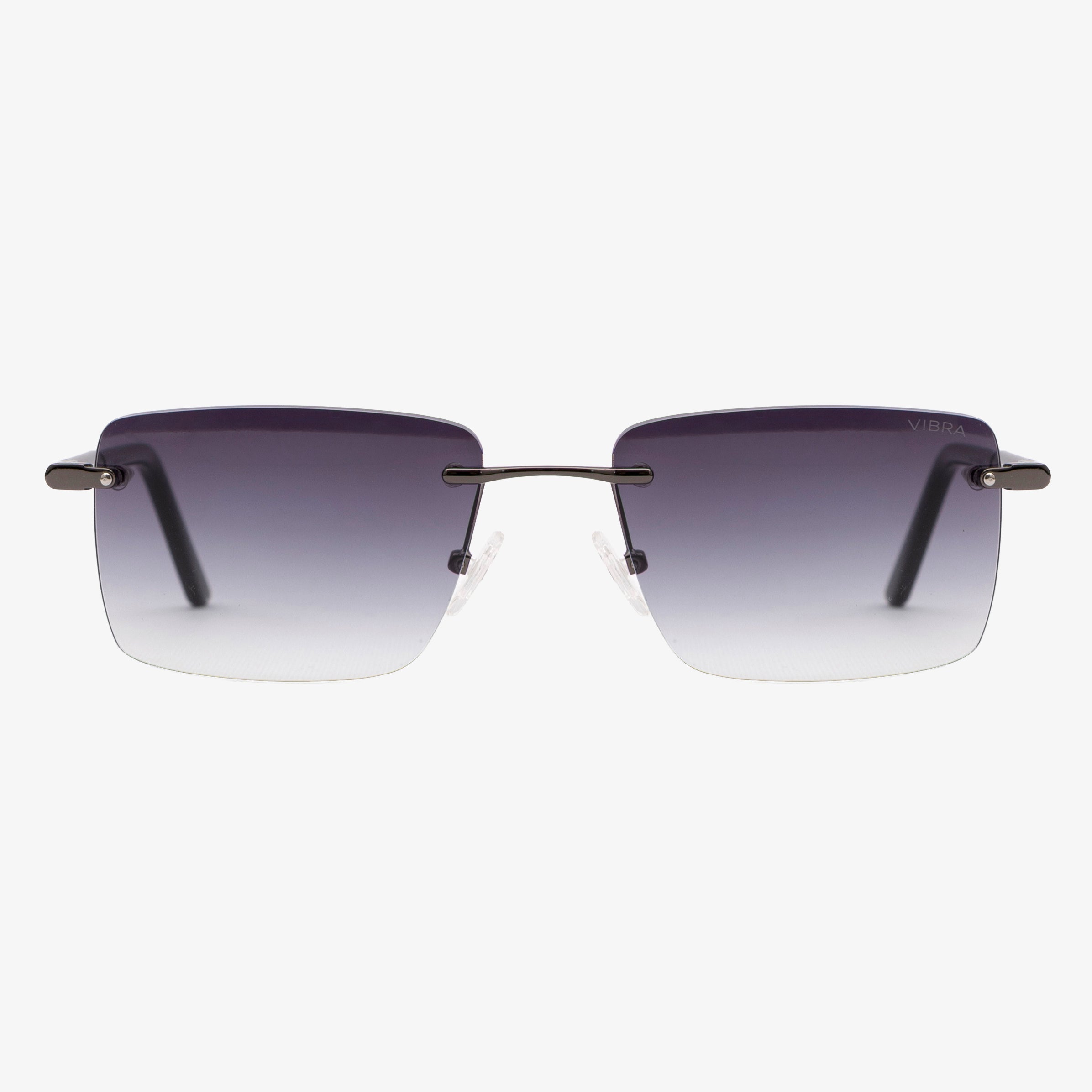 Occhiali da sole MOREZ, montatura gun metal con terminali neri, lenti grigie sfumate, vista frontale