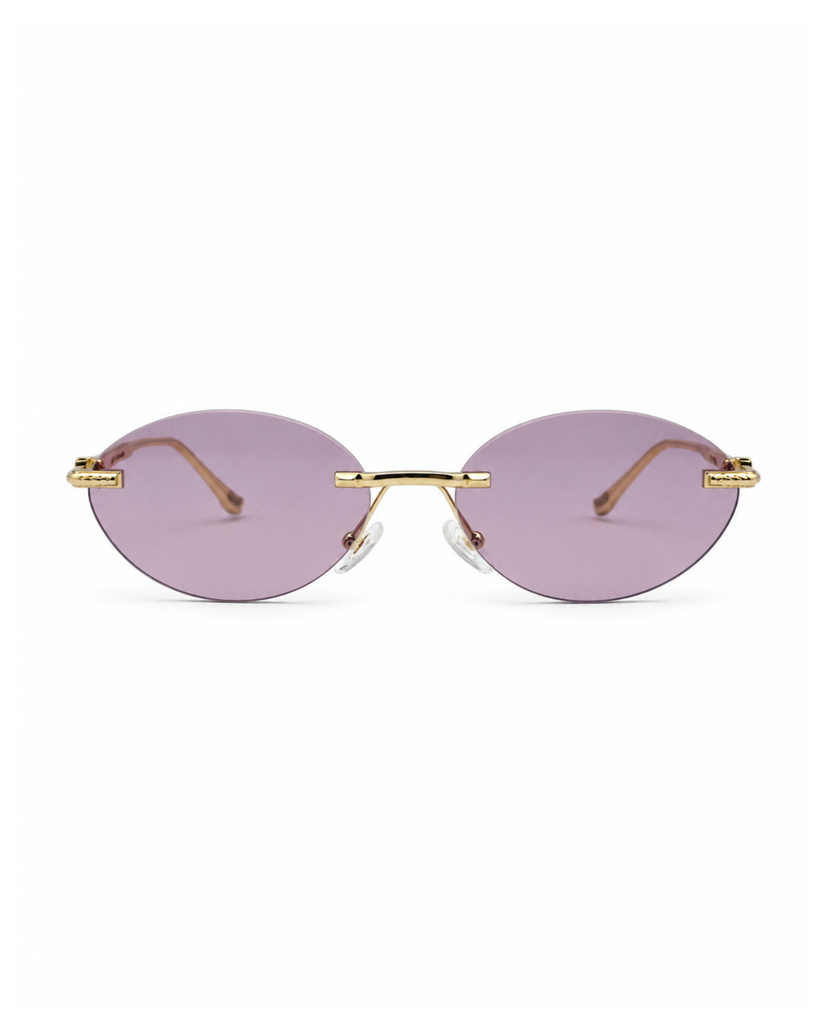 Occhiali da sole QUITO — Oro con lenti rosa, vista frontale.