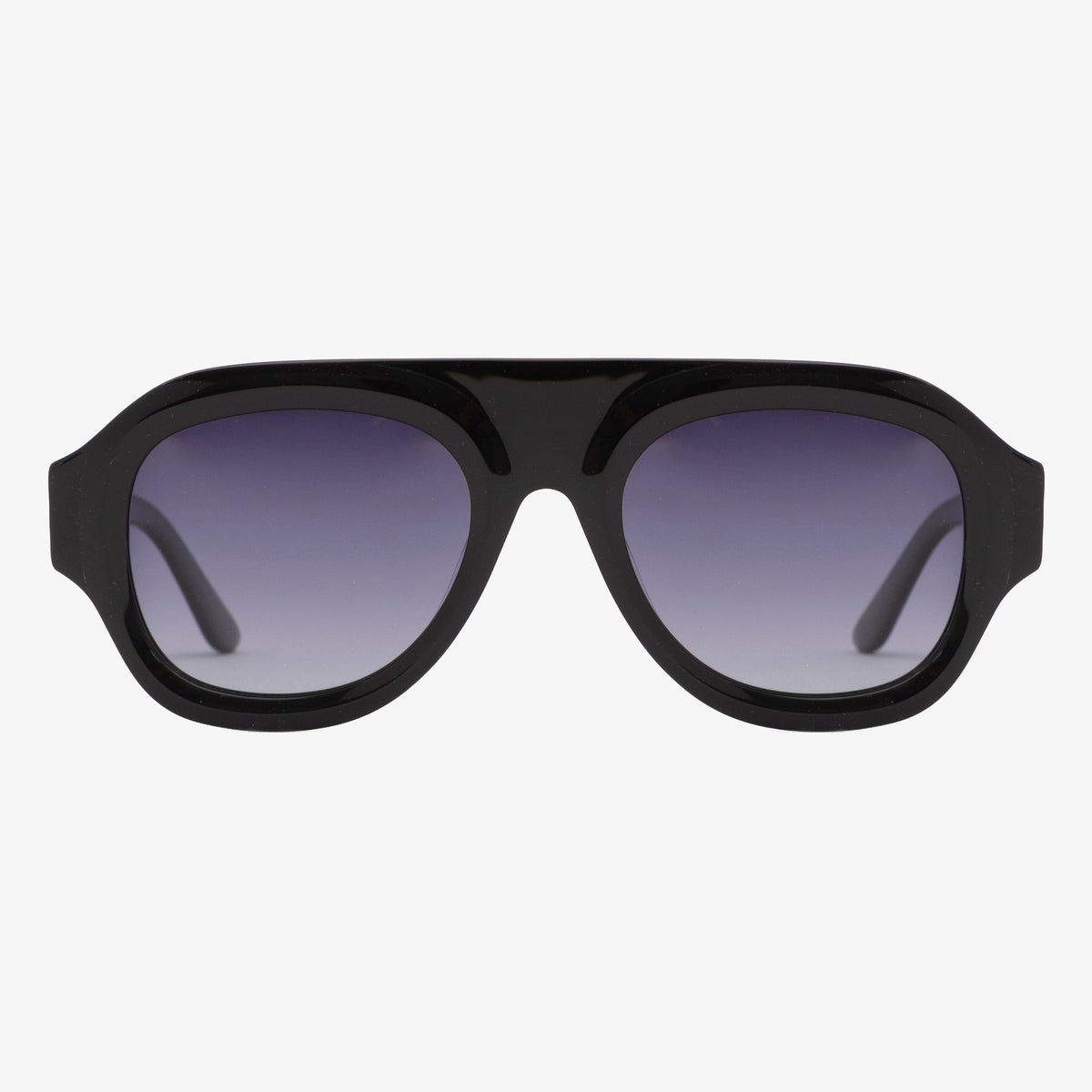 Occhiali da sole STUSSY, montatura nera, lenti grigie sfumate, vista frontale