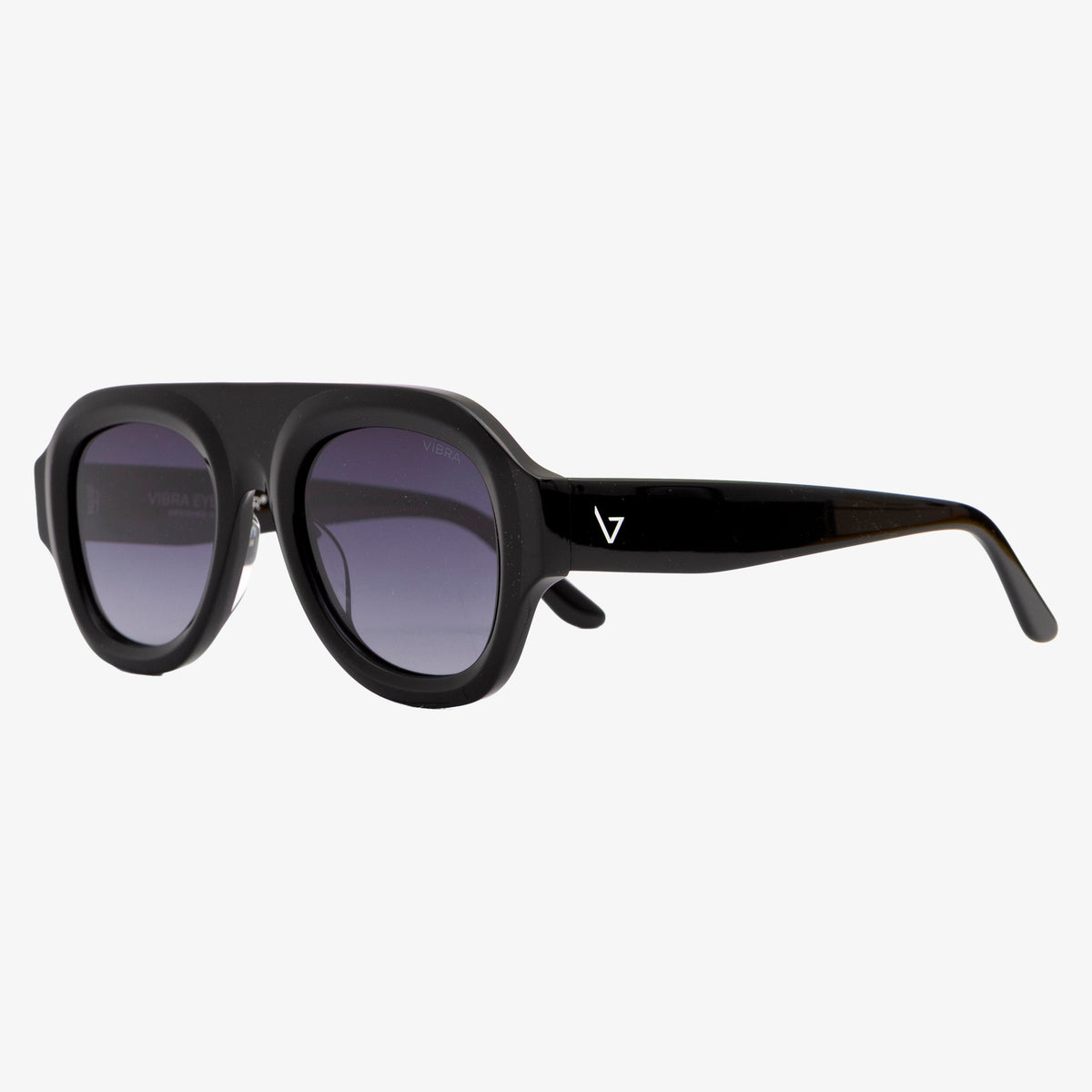 Occhiali da sole STUSSY, montatura nera, lenti grigie sfumate, vista a tre quarti