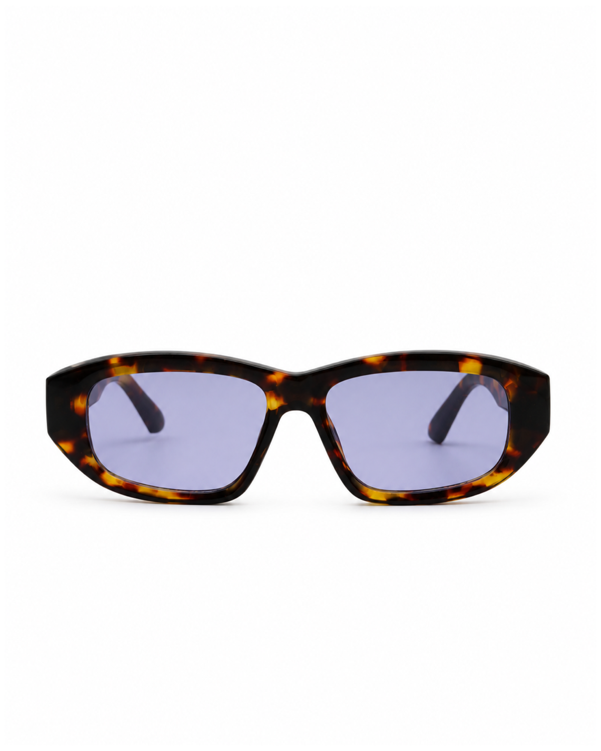 Occhiali da sole VALENCIA — Tartarugato con lenti viola, vista frontale.