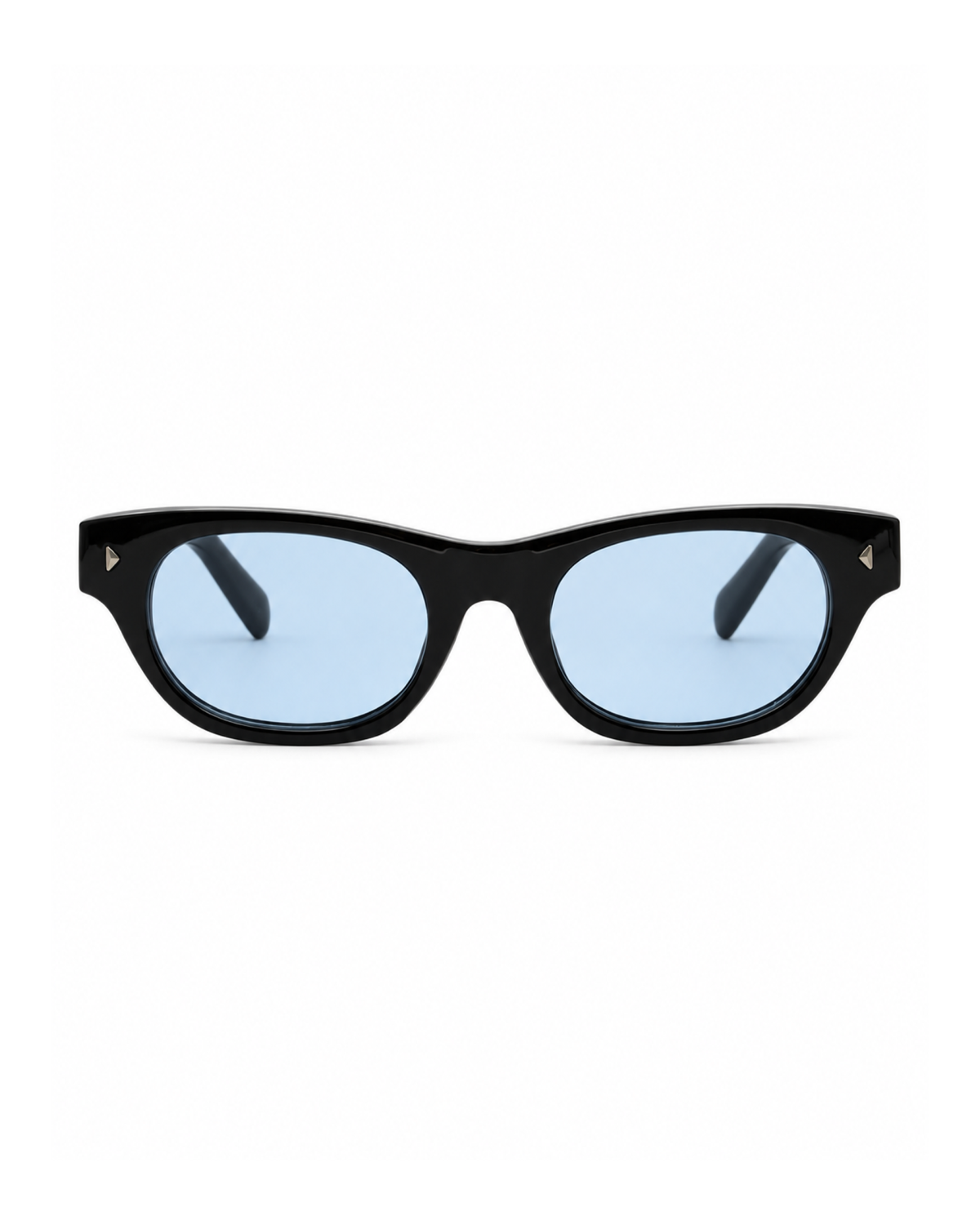 Occhiali da sole WORCESTER — Nero con lenti azzurre, vista frontale.