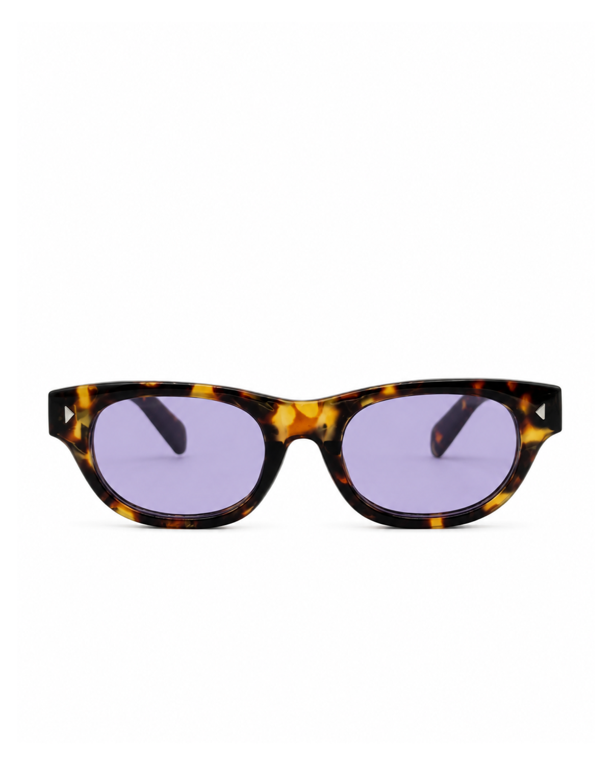 Occhiali da sole WORCESTER — Tartarugato con lenti viola, vista frontale.