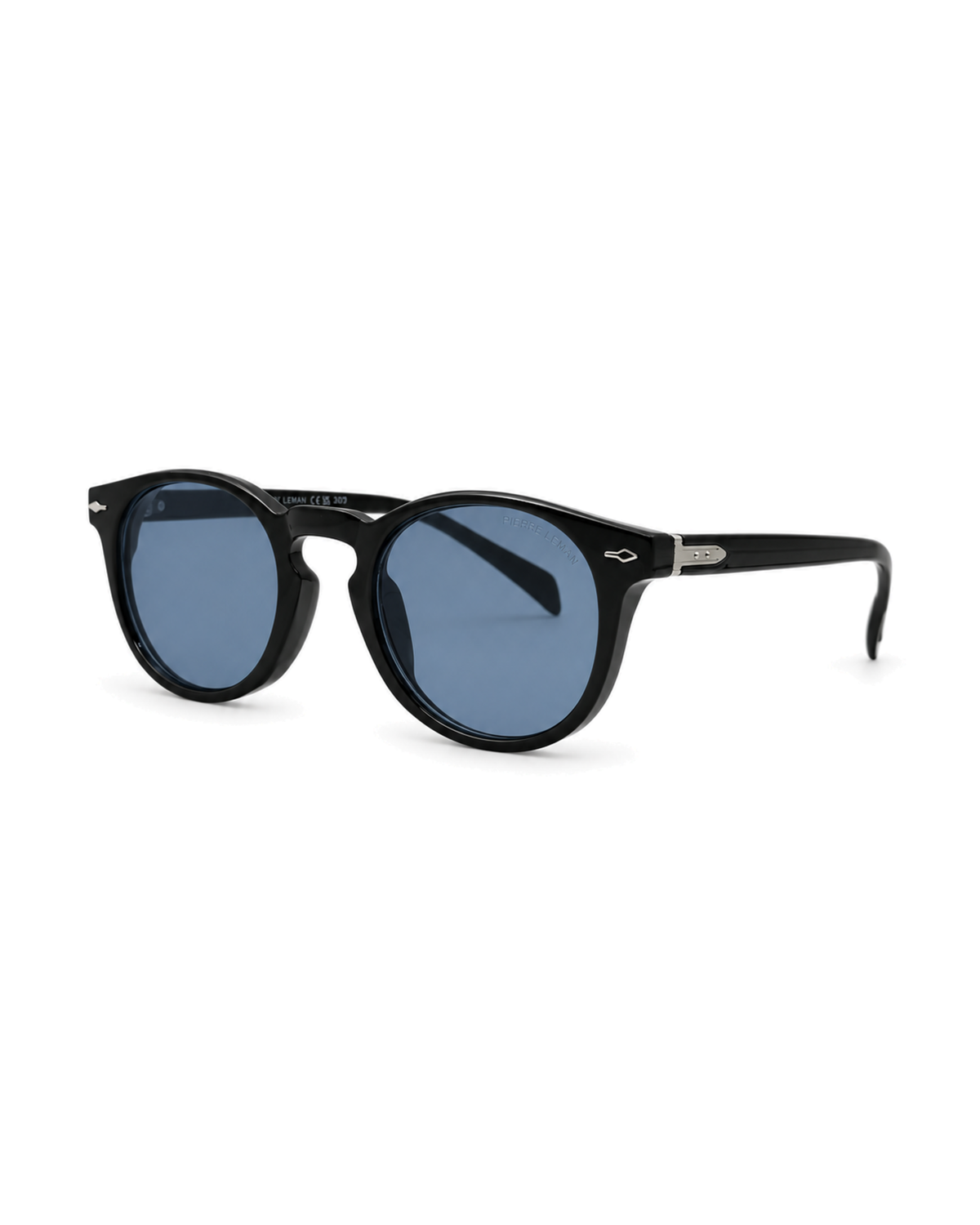 Occhiali da sole AVALON PL Nero con Lenti Azzurre, vista laterale su sfondo bianco