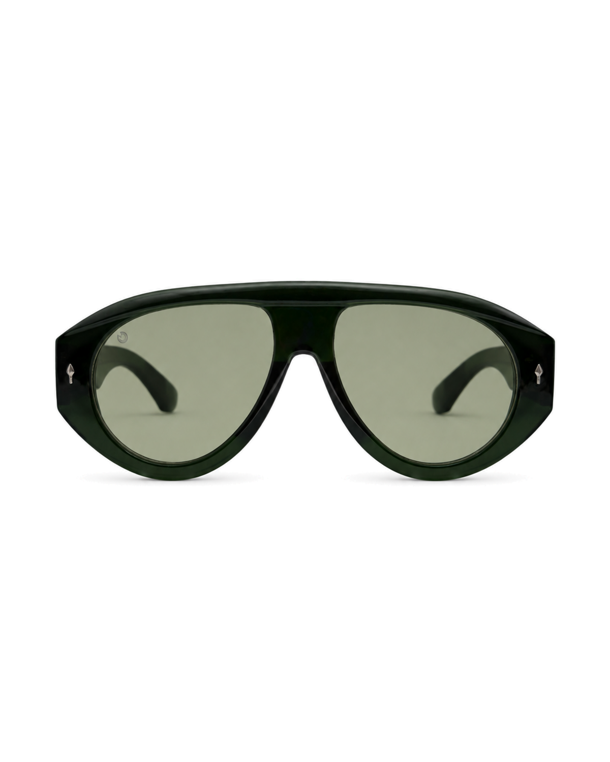 Occhiali da sole GENEVA Verde con Lenti Verdi, vista frontale su sfondo bianco
