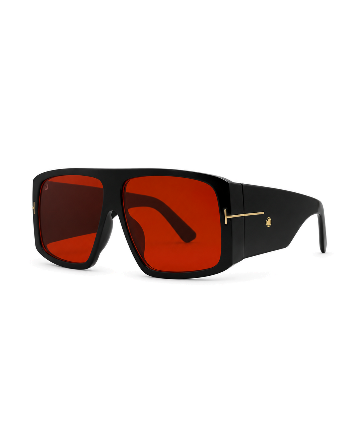 LAGOS – Nero con Lenti Rosse – vista laterale