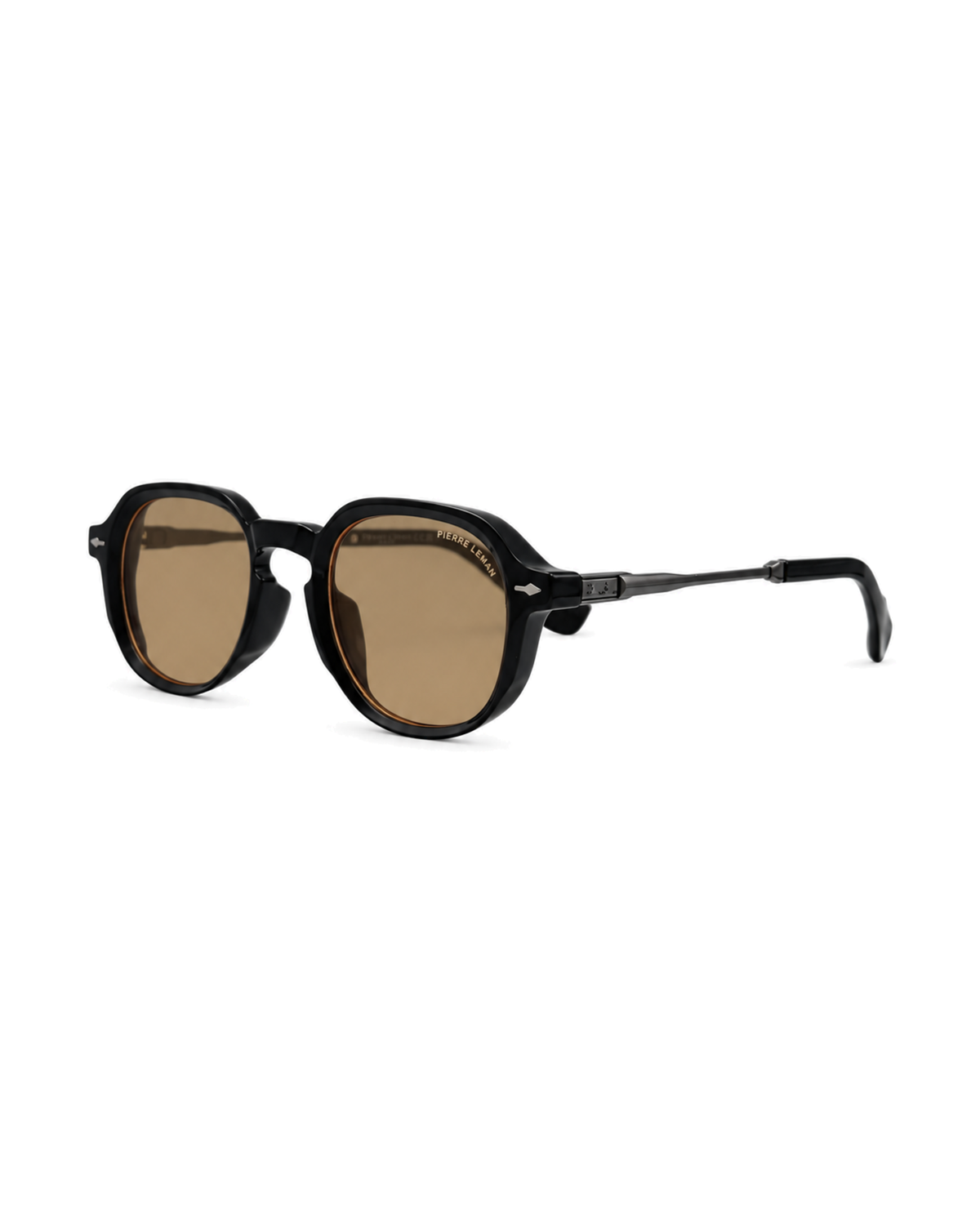 Occhiali da sole VERSAILLES PL, nero con lenti beige, vista laterale.